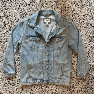 Forever 21 Los Angeles Women’s Oversized Light Wash Jean Jacket 100% Cotton Sz S